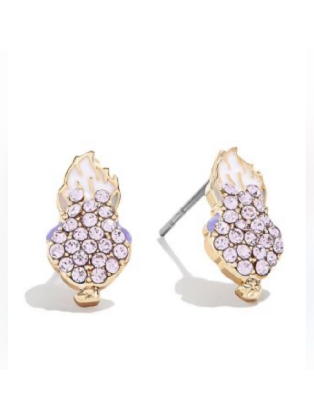 BaubleBar Disney Ursula Gold-Tone Flame Stud Earrings with Lilac Crystals
